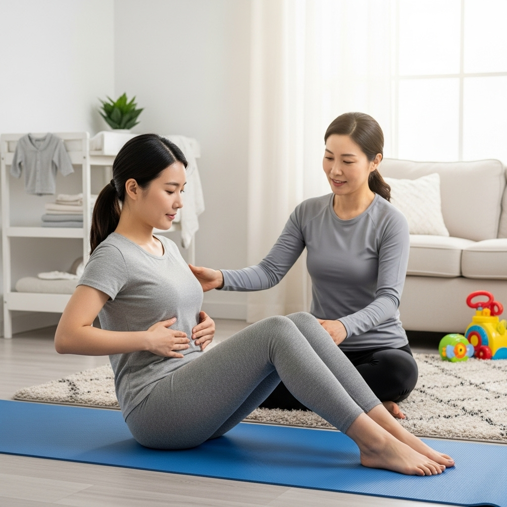 산후 스트레칭 및 호흡 훈련